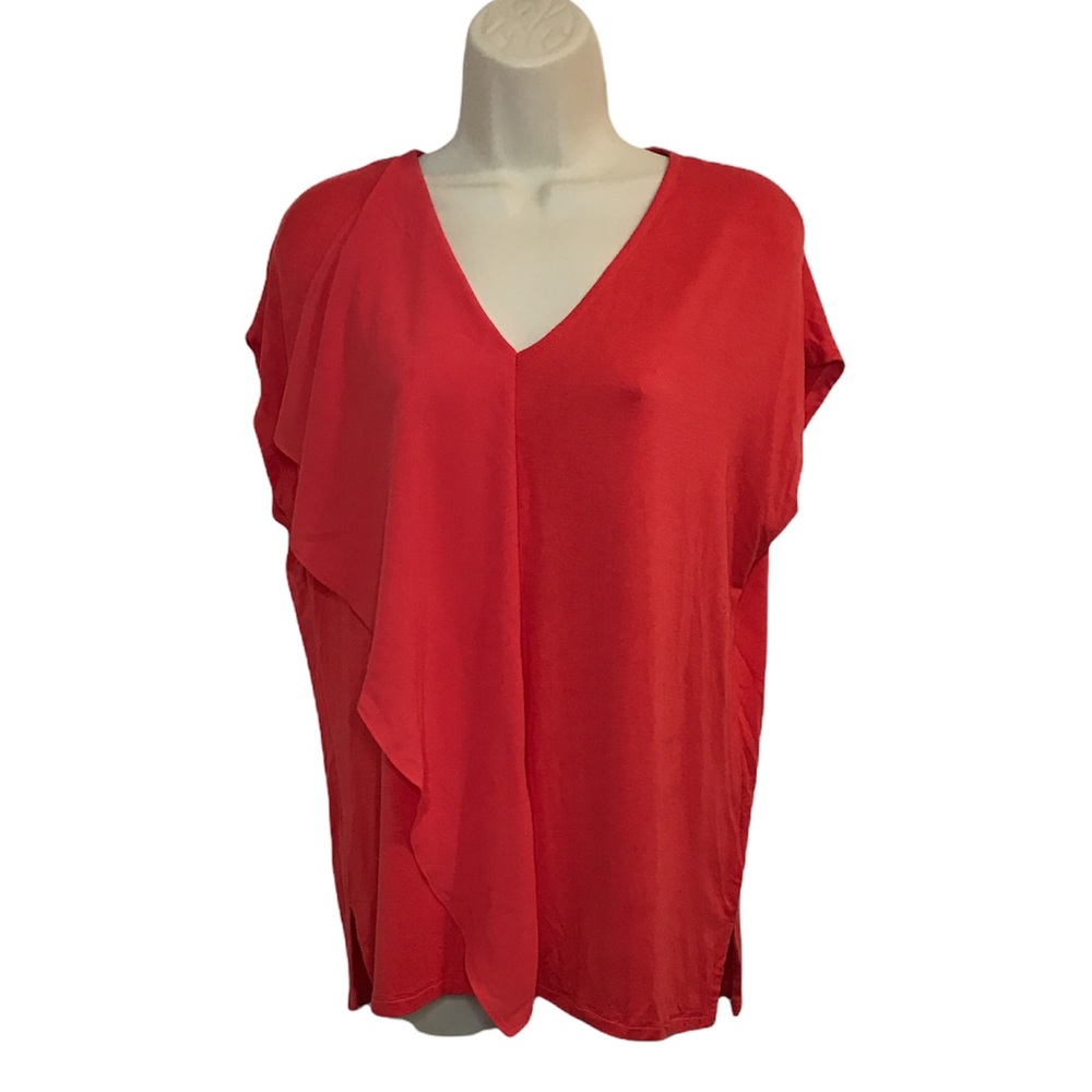 Michael Kors Orange Chiffon Ruffle T-shirt Blouse Medium M - Picture 1 of 10
